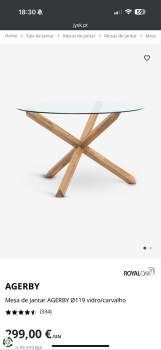 Mesa de jantar vidro e madeira