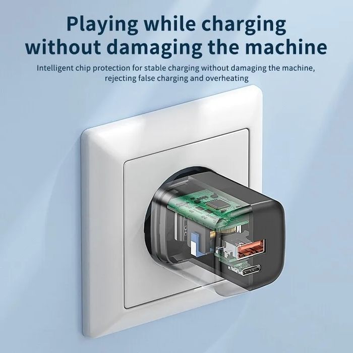 Зарядка GaN 20W USB+Type C PD компактная зарядное устройство блочек QC