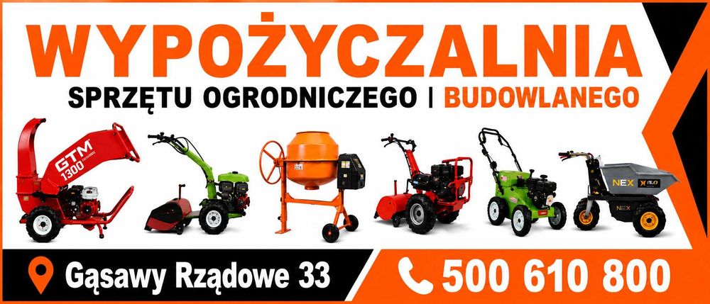 Wypożyczalnia - Glebogryzarki, wertykulator, aerator, rębaki, zagęszczarki, myjka do kostki i inne