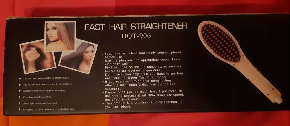 Fast Hair Straghtener HQT-906 - Escova de Alisamento Elétrica