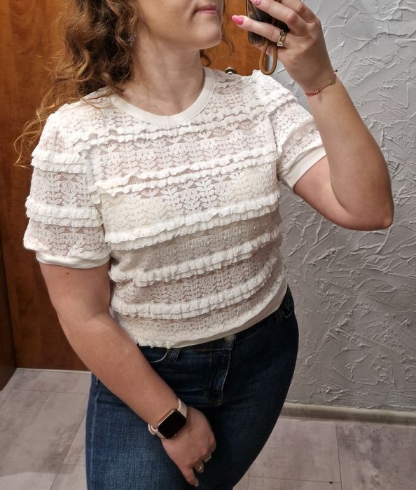 Bluzka damska koronkowa biała elegancka Nowa Uni