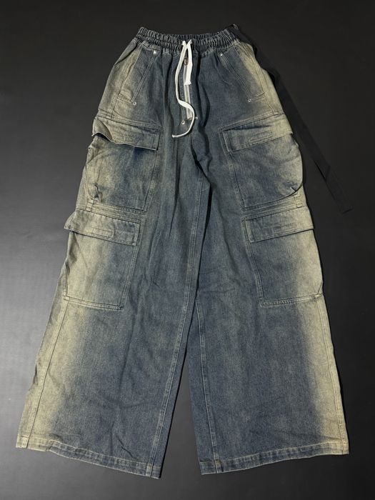 штаны Rick Owens Blue Washed Cargo Pants Vetements Balenciaga