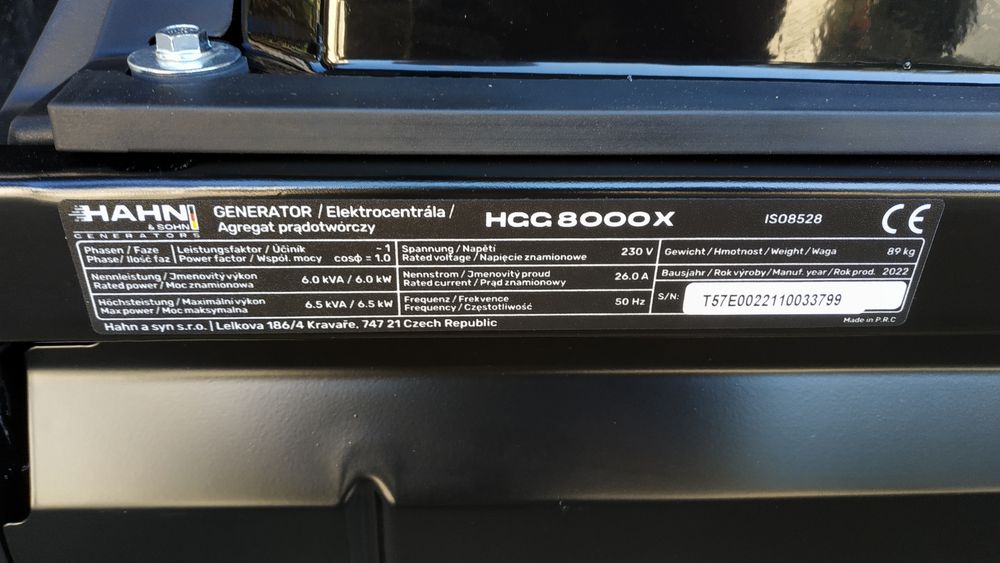 Генератор Hahn & Sohn Benzin Generator HGG 8000X