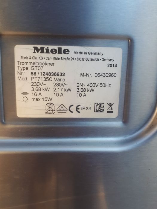 MIELE PT7135C професійна сушильна машина/ сушка