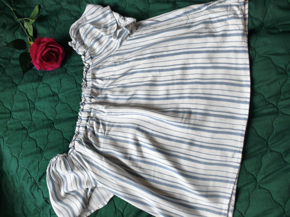 Biały crop top w paski bluzka krótka clockhouse c&a m 38 wiskoza