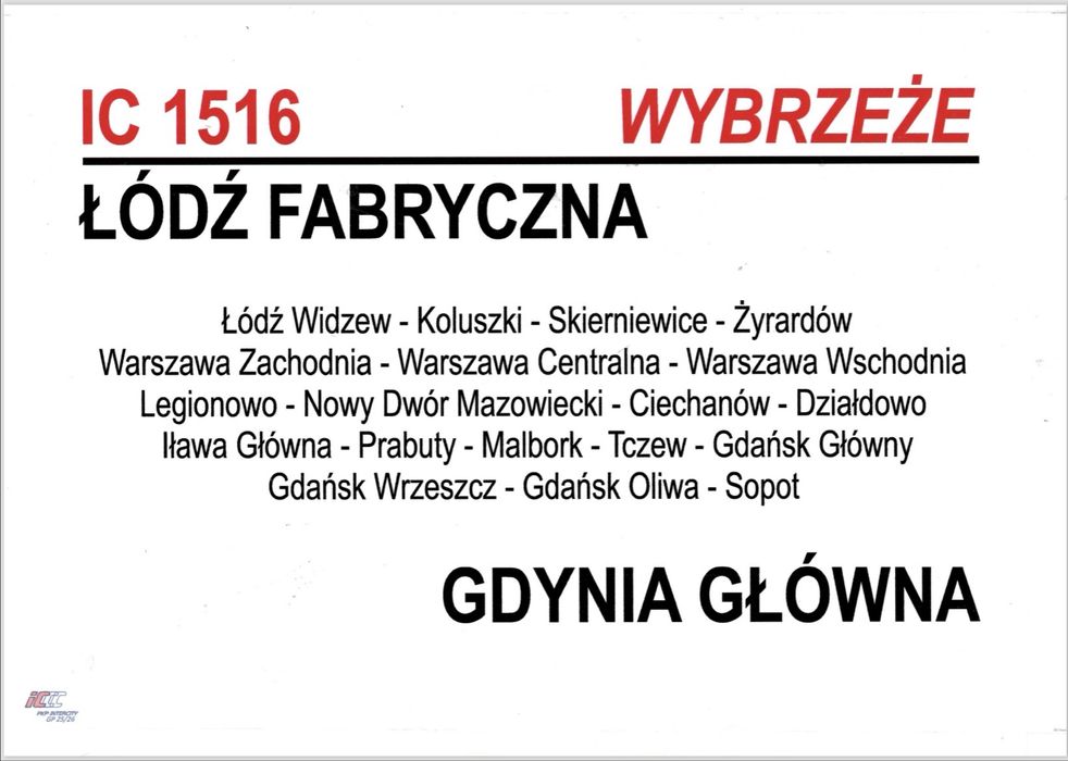 Tablica relacyjna - IC WYBRZEŻE