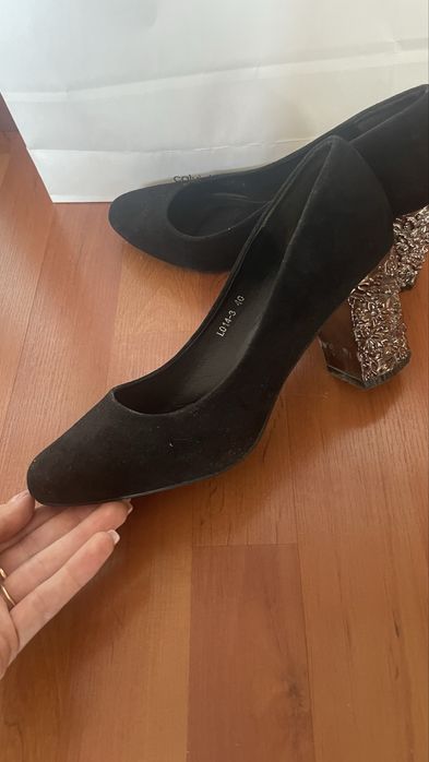 Damskie czółenka na platformie szpilki na obcasie 40