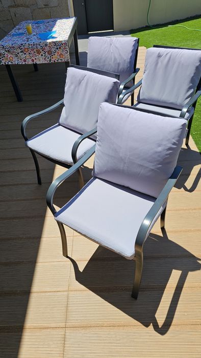 4 Cadeiras Exterior Jardim Antracite c/  almofadas.