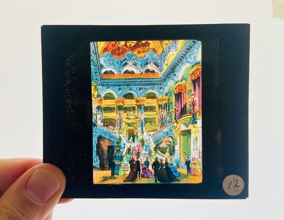 8 slides em vidro para lanterna mágica