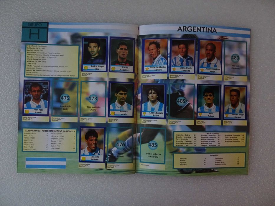 Caderneta de cromos de futebol Mundial de Futebol Francia 1998(tem 266