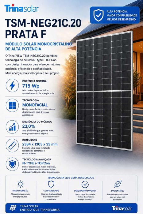 Trina 715W - TSM-NEG21C.20 PRATA F. TS4 1500V