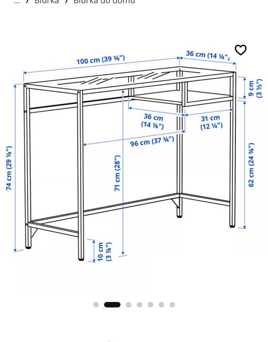 Konsola biurko ikea vittsjo