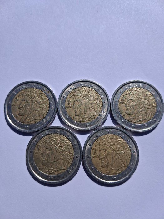 Moedas 2 euros Itália Dante Allighieri 2002 e 2005