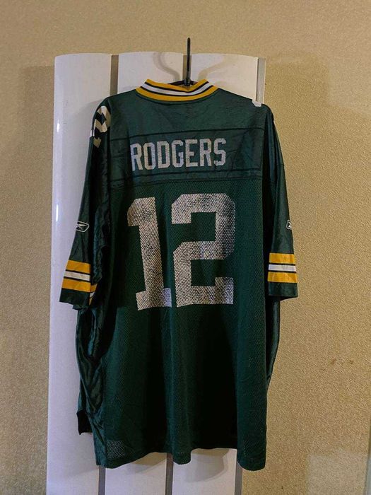 Джерси NFL Green Bay Packers #12 Aaron Rodgers Reebok On Field 2XL