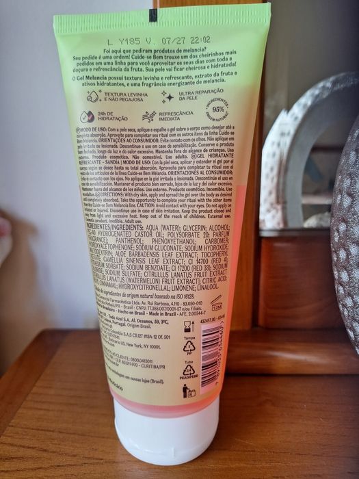 Gel Hidratante Refrescante Corporal Melancia 200g Boticario