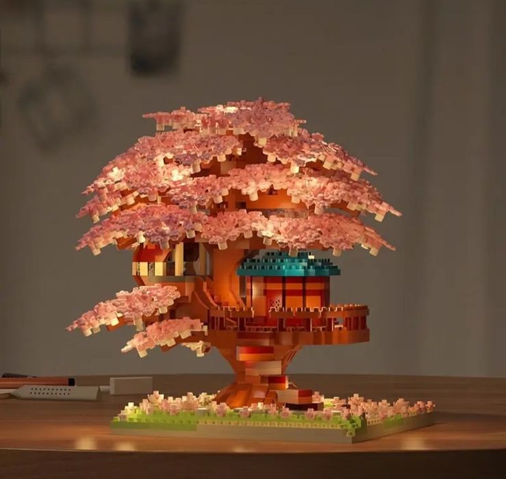 3D лего lego бонсай-дерева с вишневыми цветами (сакура) конструктор 3D