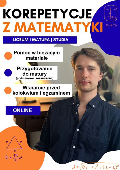 Matematyka korepetycje Studia | Matura Rozszerzona | Szkoła średnia | Online | 10 lat doświadczenia