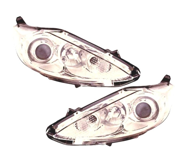 FARÓIS OPTICAS FORD FIESTA MK6 3 5P 08-13 FUNDO CROMADO