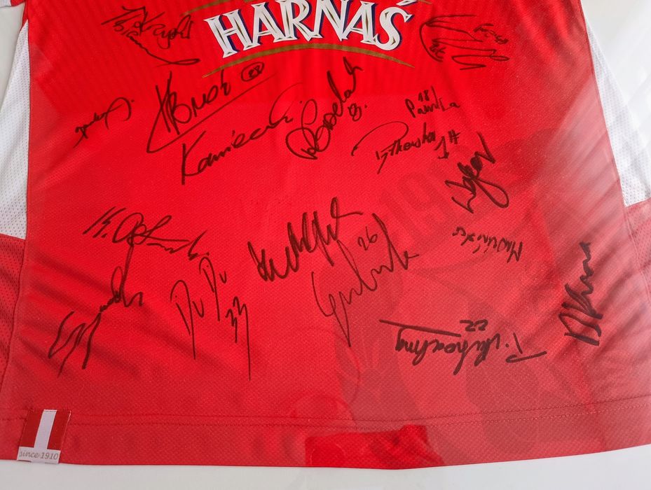 Koszulka piłkarska Widzew Łódź w antytamie z autografami
