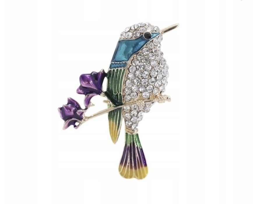 Broszka biżuteria dodatek moda modna ptak cyrkonie