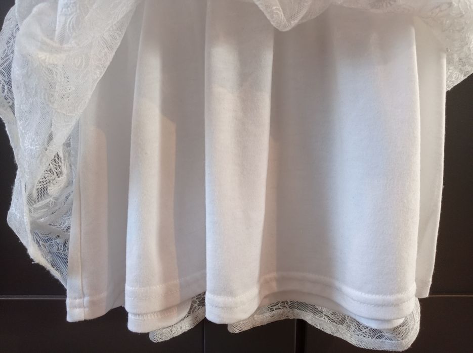 Sukieneczka, sukienka, biała, elegancka, krótki rękaw, chrzest, r. 86