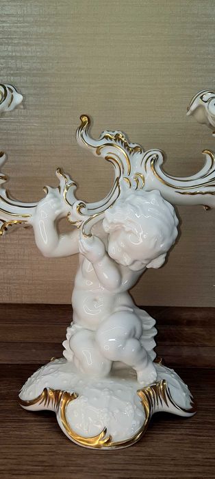 Большой двойной подсвечник с купидоном Hutschenreuther Karl Tutter