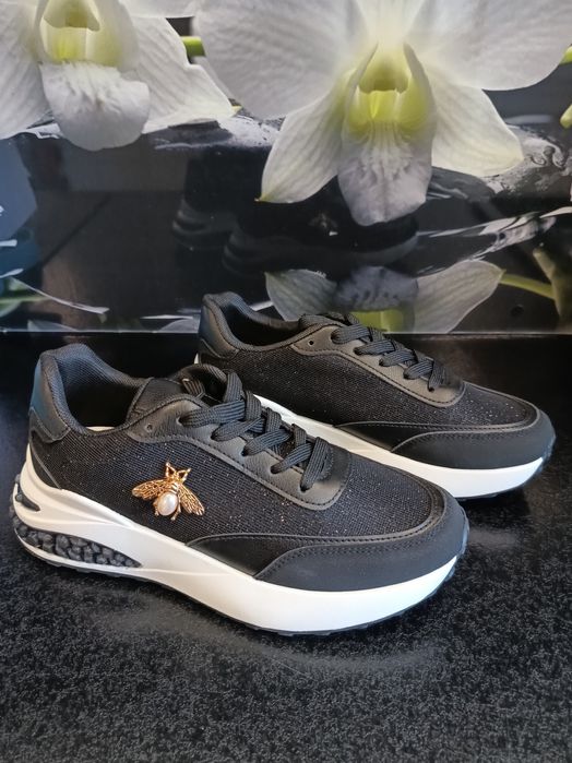 Czarne sneakersy/adidasy brokatowe