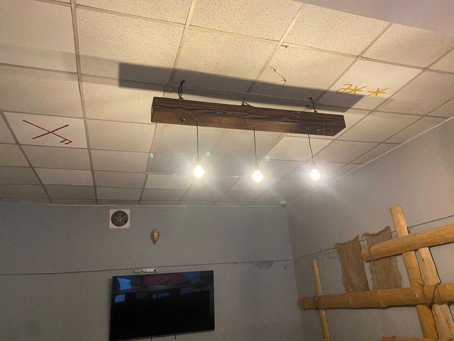 Lampa wisząca drewniana bilardowa