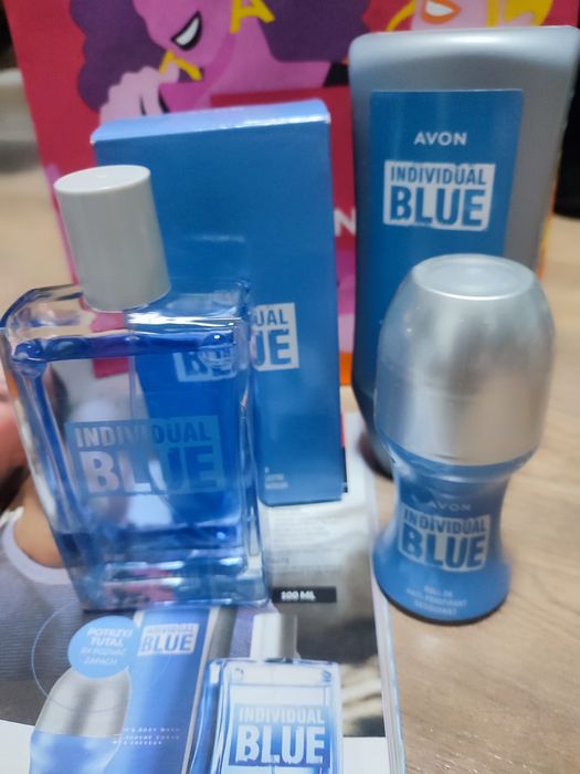 Oryginalny, nowy zestaw męski  Individual Blue Perfumy + Żel+ Roll-on