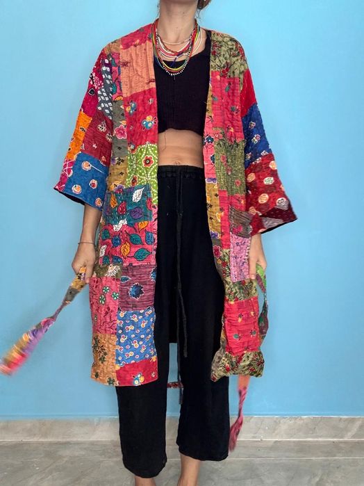 Płaszcz narzutka Patchwork z Indii