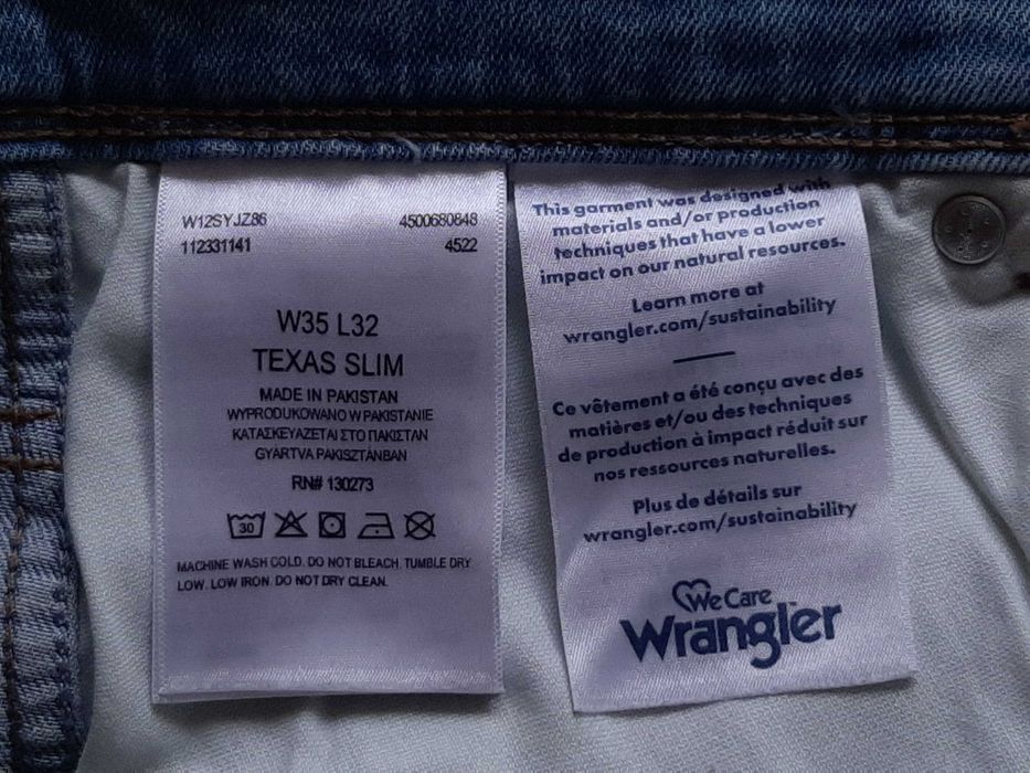 jak NOWE WRANGLER Texas Slim 822 35x32 jeansy na zamek