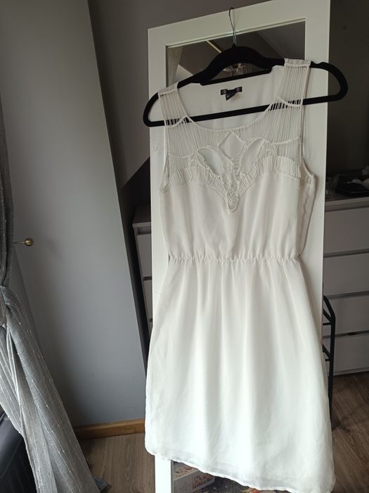 H&M biała sukienka koronkowa rozmiar s elegancka, zwiewna