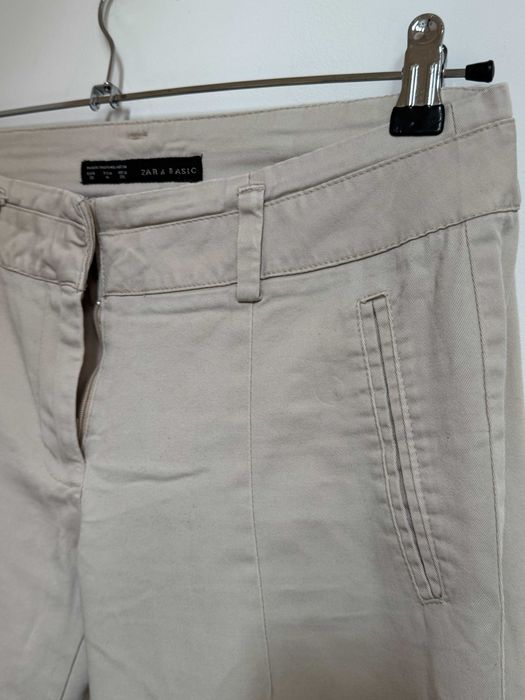 Zara basic kremowe bezowe spodnie cygaretki eleganckie