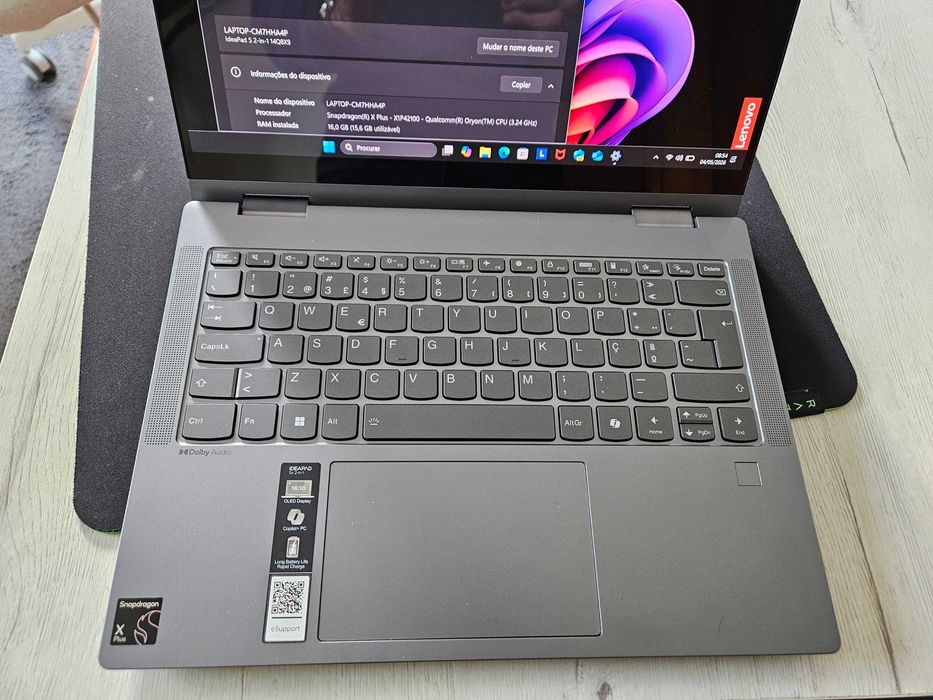 Portátil Híbrido Lenovo Idepad 5 2 in 1 14Q8X9 (14" Oled/Copilot/Snapdragon X Plus/16GB/1TB c/3 anos de garantia