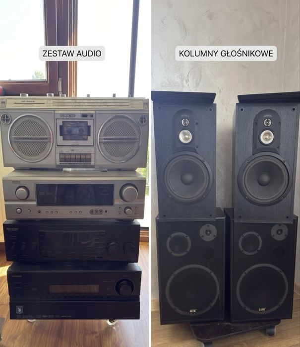 audio amplituner kolumny boombox radiomagnetofon glosniki
