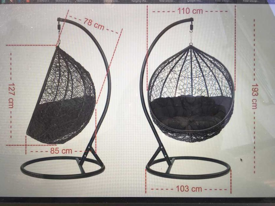 Huśtawka COCOON biała z szarą poduszką + pokrowiec Gratis