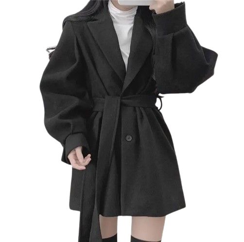 Czarny płaszcz oversize męski wygodny stylowy rozmiar L