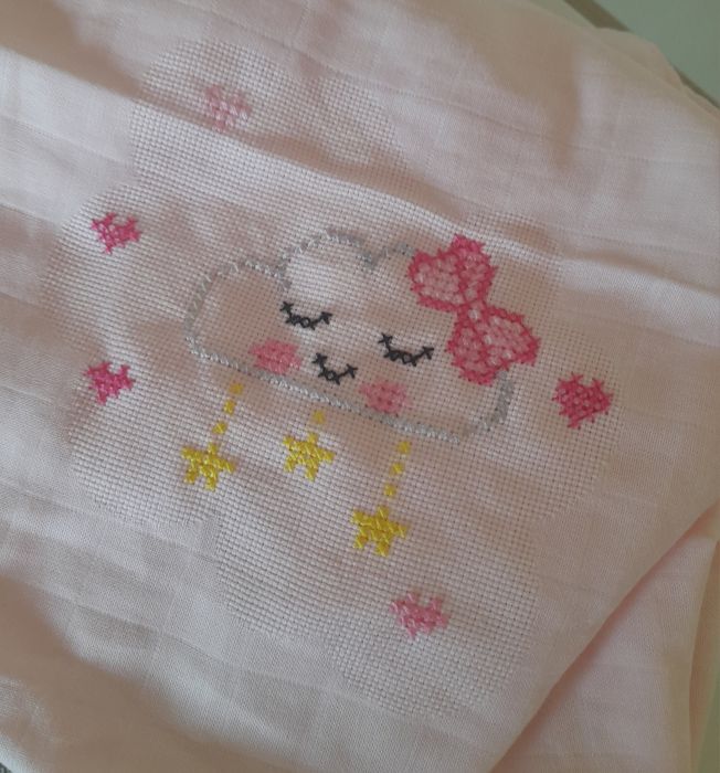 Fralda rosa bebe bordada