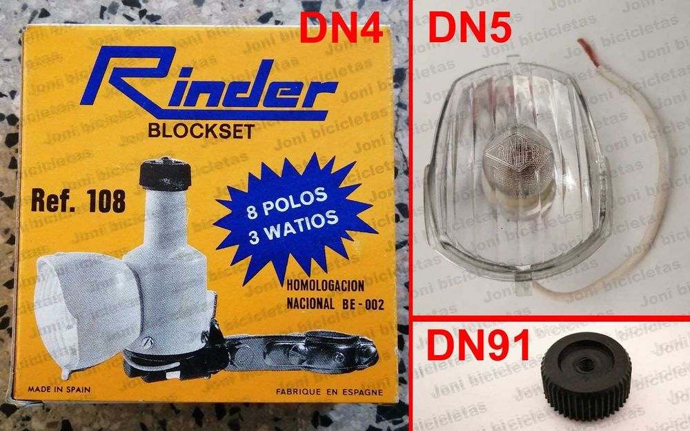 Dínamo de bicicleta com farol acoplado RINDER e óptica