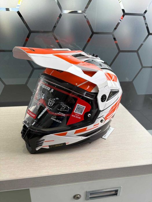 Kask LS2 MX702 Pioneer II Enduro/Quad/ATV Biało-pomarańczowy