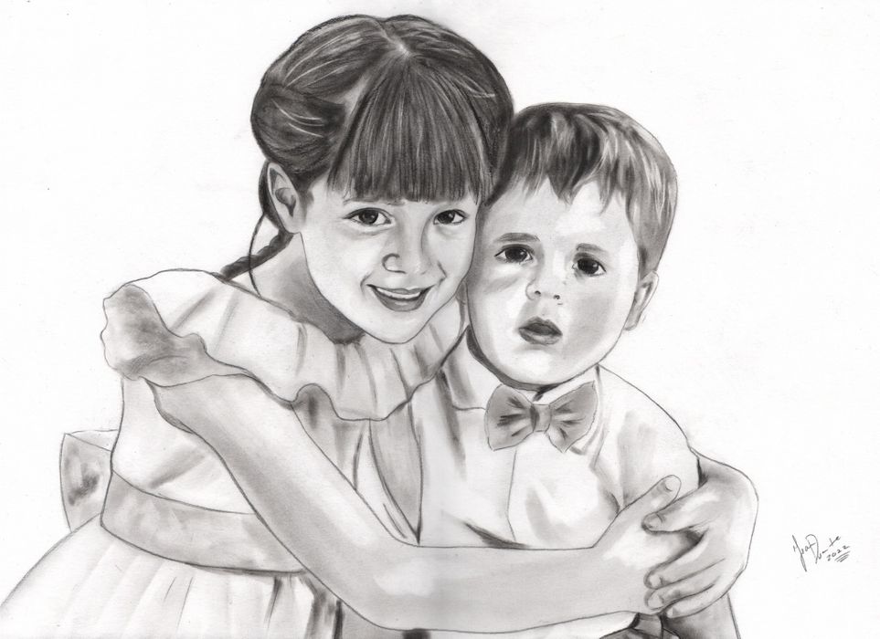 Retratos a carvão feitos à mão