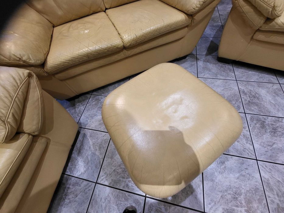 Komplet wypoczynkowy z naturalnej skóry