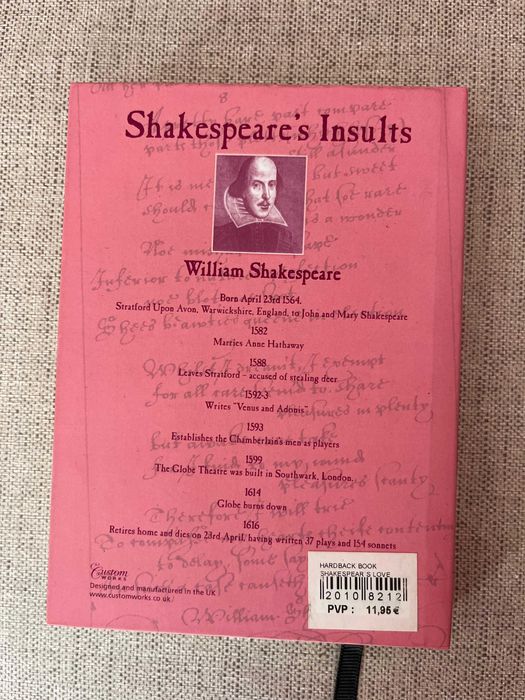 Caderno Capa Dura A5 "Shakespeare's Love Quotes"