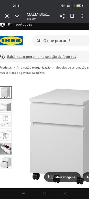 Bloco de gavetas MALM c/rodízios. IKEA, NOVOS