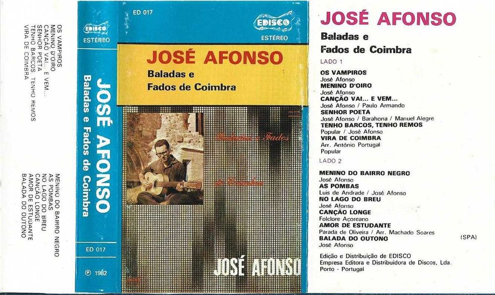 José Afonso	- - - - -		Baladas e Fados de Coimbra	- - - - -	K7