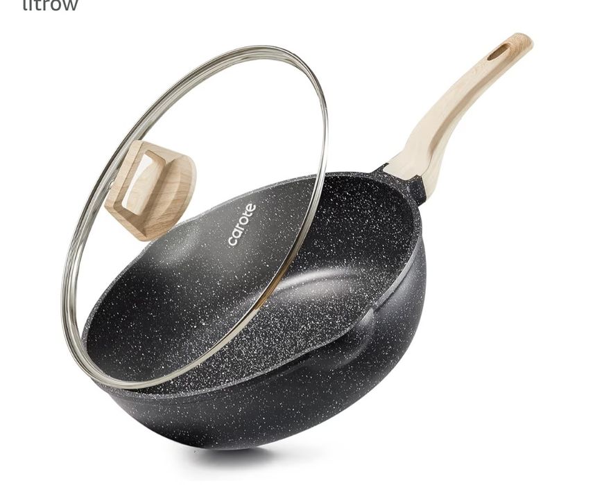 CAROTE Patelnia z pokrywką, indukcyjna gazowa 6l 32cm nieprzypalarna