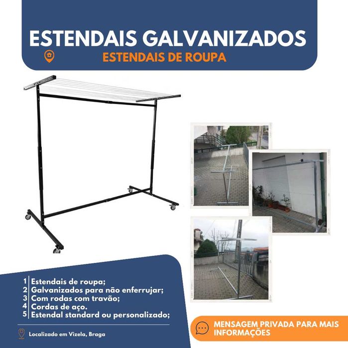 Estendais de roupa com rodas galvanizados