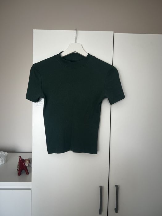 Bluzka z półgolfem i krótkim rękawem House butelkowa zieleń S