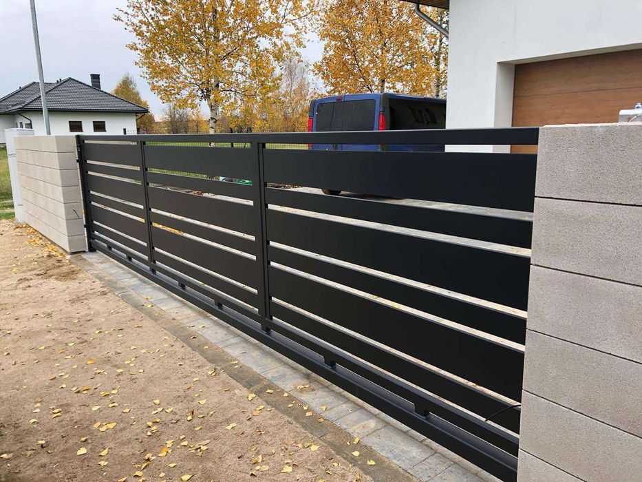 Bramy przesuwne panelowe palisadowe kute  ocynk PRODUCENT podlaskie