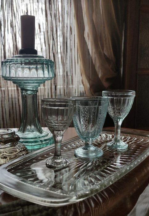 Бокал фужер рюмки муха стакан купоросное старинное стекло Мальцов  дом